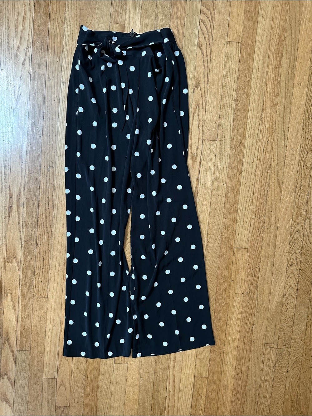 Polka Dot Wide-Leg Pants - Black/White